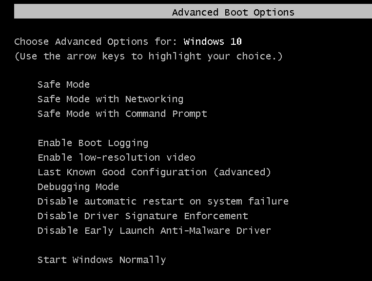 Boot into Last Known Good Configuration