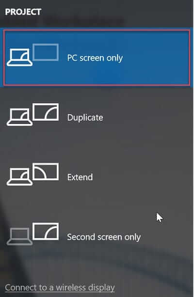 Press Windows Key + P then select PC Screen only option